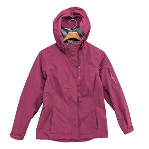 Lands End Lightweight Hooded Jacket Womens Fuchsia Full Zip Pockets Size S
